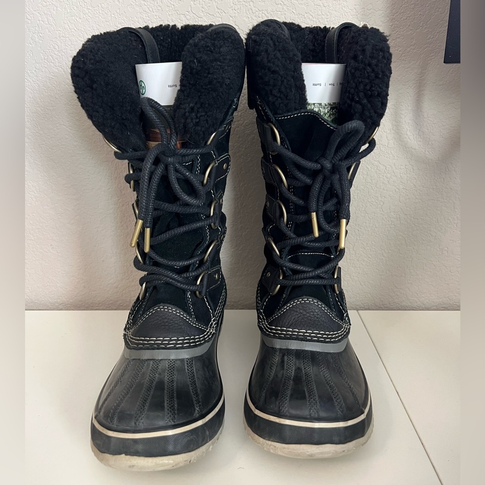 Sorel | Joan of Arctic Boot Women Black Suede Shearling Waterproof Snow Sz 7.5 - Picture 2 of 6